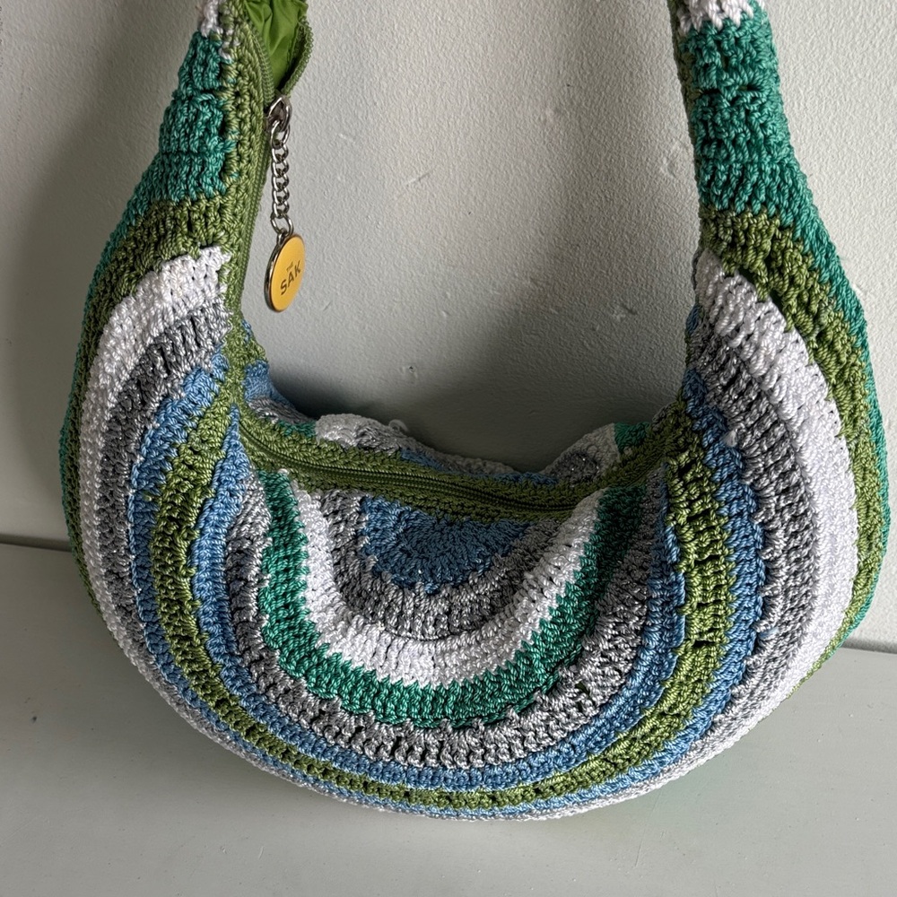 The Sak Green and Blue Crochet Hobo Bag - Picture 6 of 10